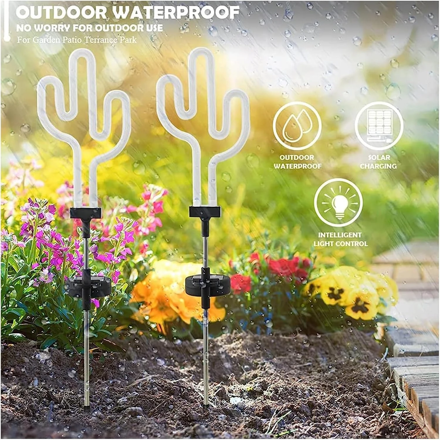 PAREKS Solar Cactus Garden Lights, Outdoor Neon Lights, Stake Lamp, Landscape Light, LED Lights Waterproof Path Lighting For Christmas Yard Lawn Patio Walkway Driveway Sidewalk Christmas Decor(1PCS) 8 PAREKS Solar Cactus Garden Lights, Outdoor Neon Lights, Stake Lamp, Landscape Light, LED Lights Waterproof Path Lighting For Christmas Yard Lawn Patio Walkway Driveway Sidewalk Christmas Decor(1PCS) - Image 6