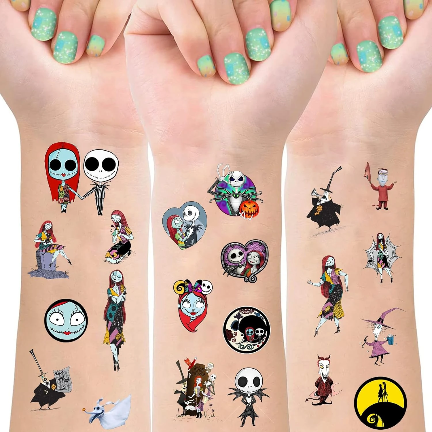 Nightmare Before Christmas Party Supplies,8 Sheets 100Pcs Jack And Sally Temporary Tattoos Party Favors,Removable Skin Safe, Fake Tattoo Stickers For Halloween Party Gifts Favor Supplies 3 Nightmare Before Christmas Party Supplies,8 Sheets 100Pcs Jack And Sally Temporary Tattoos Party Favors,Removable Skin Safe, Fake Tattoo Stickers For Halloween Party Gifts Favor Supplies