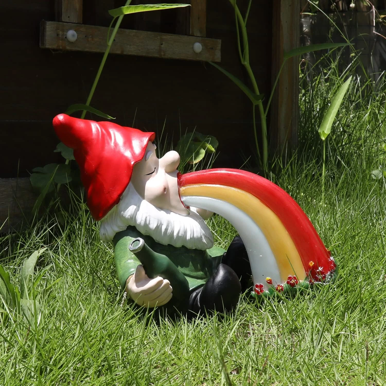 HUNTHAWK Solar Garden Gnome Statue, Gnome Is Spitting Rainbow In Your Garden, Funny Statue For Outdoor Decor, Unique Figurine For Patio Yard Art, Gift For Housewarming Birthday Christmas 8 HUNTHAWK Solar Garden Gnome Statue, Gnome Is Spitting Rainbow In Your Garden, Funny Statue For Outdoor Decor, Unique Figurine For Patio Yard Art, Gift For Housewarming Birthday Christmas - Image 6