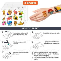 GENERIC Hawaiian Luau Tattoos Temporary Theme Birthday Party Decorations Supplies Favors Decor Cute Summer Beach Tattoo Stickers 8 Sheets 96 PCS Gifts For Kids Girls Boys Classroom Rewards Carnival Christmas -Xmas Mart Sales 81iOsNJ3E4L. SL1500