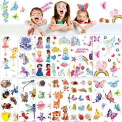 Aresvns Glitter Temporary Tattoos For Kids 140+PCS, Waterproof Flash Tattoo Stickers For Girls And Boys With Butterfly Animals Party Favors Christmas Gift