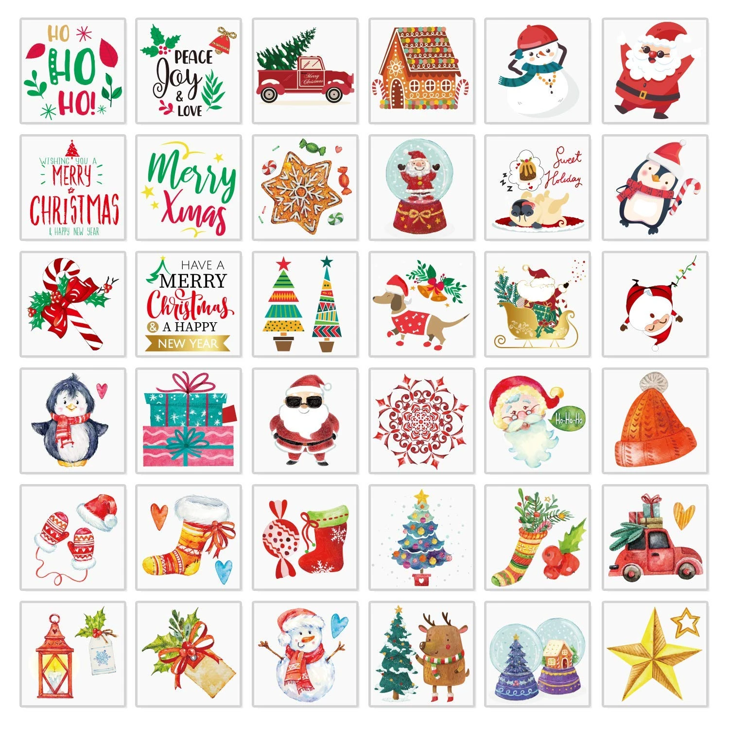 WAVEJOE 185+PCS Christmas Temporary Tattoos For Kids Stocking Stuffers, Watercolor Style Xmas Holiday Decals Goodie Gift Party Favors 4 WAVEJOE 185+PCS Christmas Temporary Tattoos For Kids Stocking Stuffers, Watercolor Style Xmas Holiday Decals Goodie Gift Party Favors - Image 2