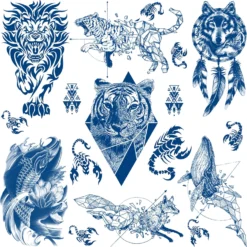 Aresvns Semi-Permanent Tattoos For Men And Boys,Realistic Temporary Tattoo Waterproof & Long-Lasting 1-2 Weeks,Lifelike Fake Tattoo Stickers 6 Sheets Christmas Gift