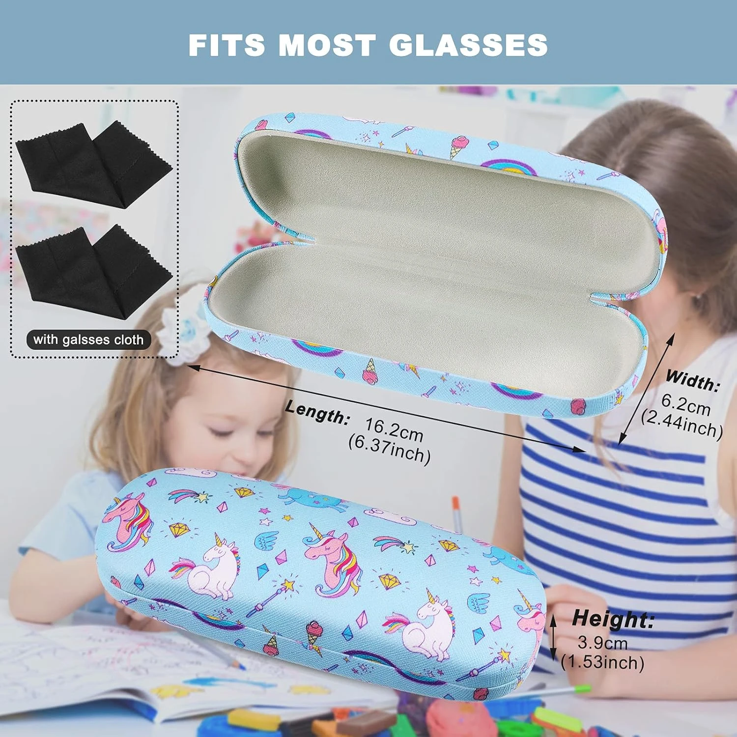 2 Pieces Eyeglasses Case Unicorn Hard Shell Glasses Cases Sunglasses Case Holder Protective Case Christmas Present For Glasses Sunglasses Women Men, With Eyeglass Cleaning Cloth 5 2 Pieces Eyeglasses Case Unicorn Hard Shell Glasses Cases Sunglasses Case Holder Protective Case Christmas Present For Glasses Sunglasses Women Men, With Eyeglass Cleaning Cloth - Image 3