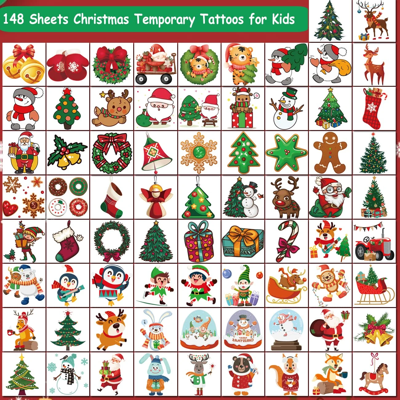 CHARLENT Christmas Temporary Tattoos For Kids - 148 PCS Christmas Individual Tattoos For Kids Christmas Xmas Party Favors, Stocking Stuffer, Christmas Eve Gift 4 CHARLENT Christmas Temporary Tattoos For Kids - 148 PCS Christmas Individual Tattoos For Kids Christmas Xmas Party Favors, Stocking Stuffer, Christmas Eve Gift - Image 2