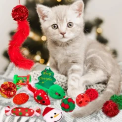 Whaline 17pcs Christmas Cat Toys Stocking Cat Stick 7 Cat Playing Balls Roller Bell 2 Mice Plush Snowman Plush Pepper Plush Christmas Tree Xmas Candy Pompoms Training Supplies For Pet -Xmas Mart Sales 81lhh50l4oL. AC SL1500