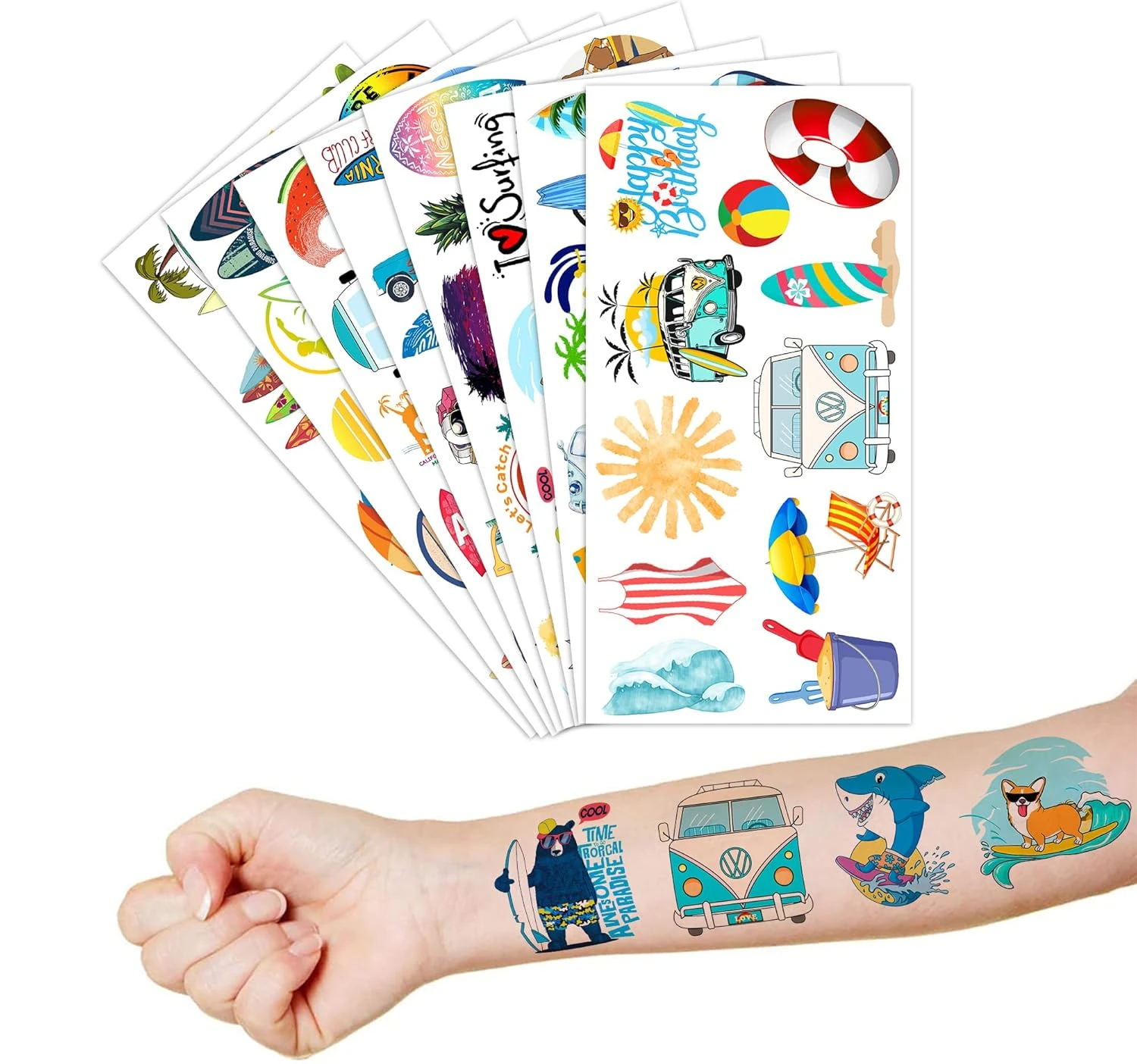 GENERIC Summer Surf Surfing Temporary Tattoos Theme Birthday Party Decorations Supplies Favors Decor Cute 96 PCS Tattoo Stickers Beach Gifts For Kids Girls Boys Class School Prizes Rewards Carnival Christmas 8 GENERIC Summer Surf Surfing Temporary Tattoos Theme Birthday Party Decorations Supplies Favors Decor Cute 96 PCS Tattoo Stickers Beach Gifts For Kids Girls Boys Class School Prizes Rewards Carnival Christmas - Image 6