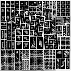 Aresvns 550+ PCS Temporary Tattoo Stencils With Body Painting Pen,24 Sheets Henna Tattoo Templates Reusable For Women,Glitter Tattoo Stencils,Airbrush Tattoo Stencils,Body Art Template Christmas Gift