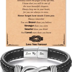 Tarsus Bracelet For Son/Grandson/Nephew, Gifts For Teen Boys Inspirational Leather Knot Bracelet, Graduation Confirmation Birthday Back To School Christmas Gifts