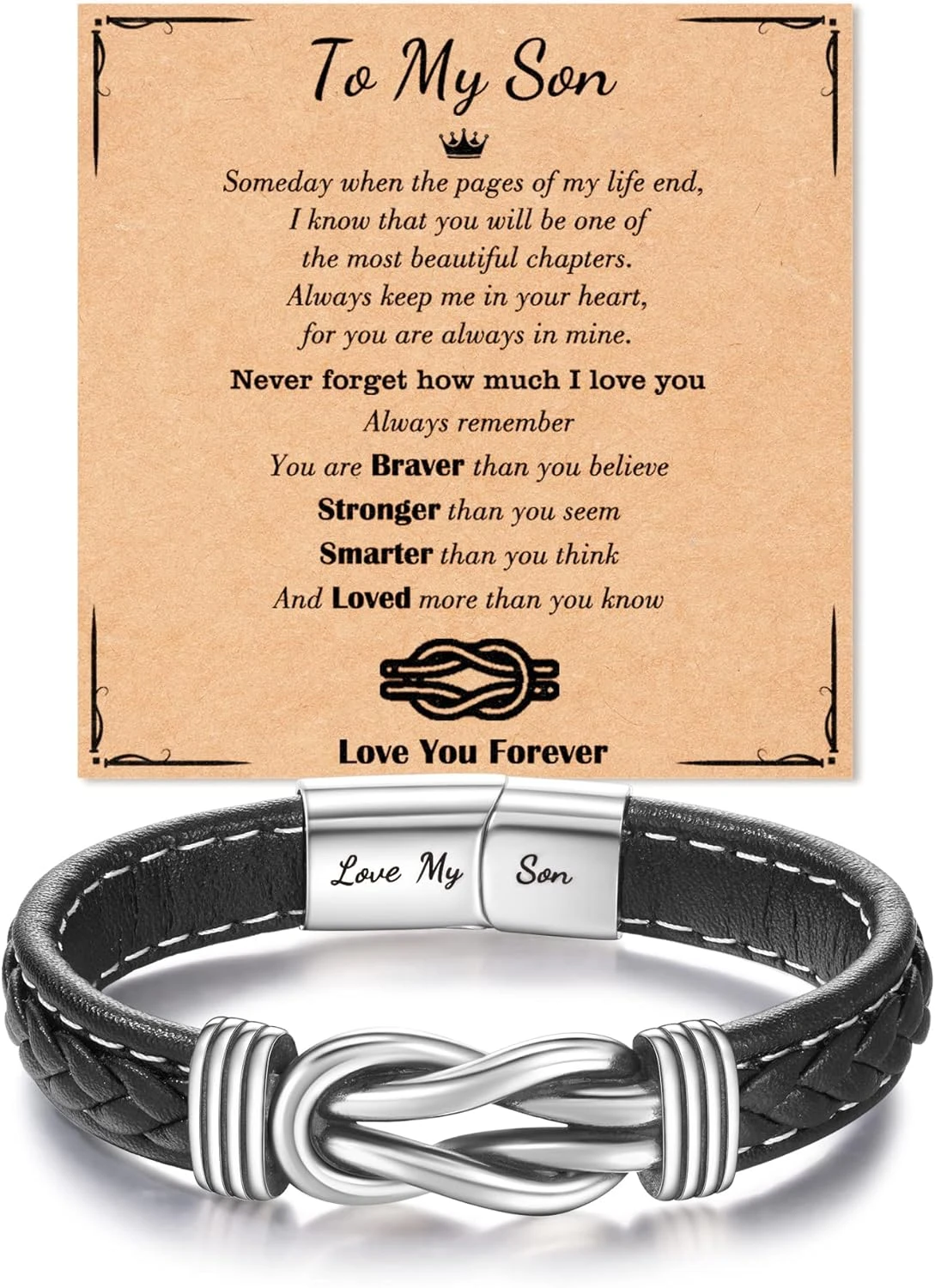 Tarsus Bracelet For Son/Grandson/Nephew, Gifts For Teen Boys Inspirational Leather Knot Bracelet, Graduation Confirmation Birthday Back To School Christmas Gifts 3 Tarsus Bracelet For Son/Grandson/Nephew, Gifts For Teen Boys Inspirational Leather Knot Bracelet, Graduation Confirmation Birthday Back To School Christmas Gifts