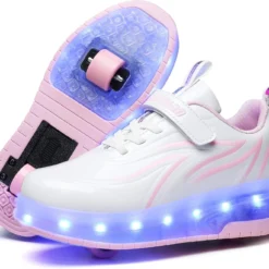 HHSTS Kids Shoes With Wheels LED Light Color Shoes Shiny Roller Skates Skate Shoes Simple Kids Gifts Boys Girls The Best Gift For Party Birthday Christmas Day