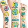 GENERIC Earth Day Stickers Temporary Tattoos Sticker Tattoo Theme Birthday Party Decorations Decor Supplies Cute Stickers Tattoo 8 Sheets 96 PCS For Kids Boys Girls School Rewards Carnival Christmas Prizes