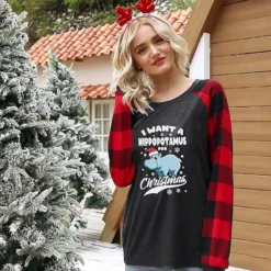 Christmas Sweatshirts For Women I Want A Hippopotamus For Christmas Shirt Causal Holiday Merry Christmas Blouse Tops -Xmas Mart Sales 81r4SRqh3KL. AC UL1500