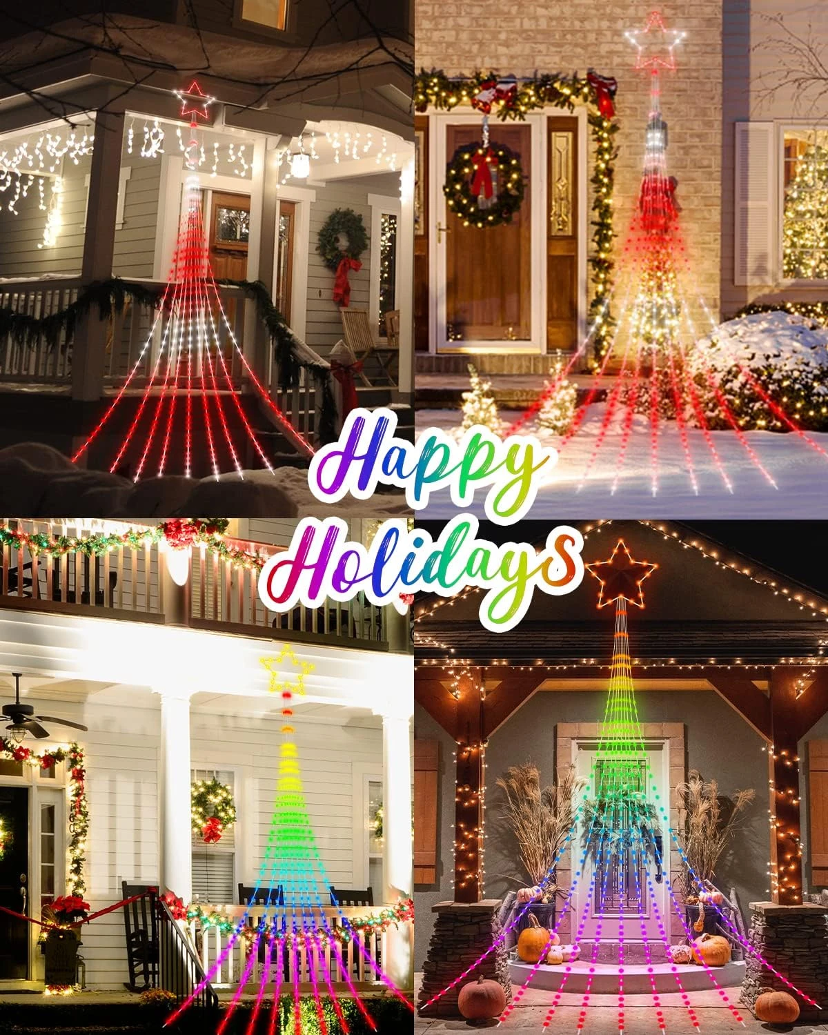 Outdoor Christmas Decorations Lights With Star, Smart DIY Custom Display 11.8Ft 64 Modes Yard Waterfall Tree Halloween String Lights, App Control 344LED RGB Color Changing Music Timer For Xmas Tree 7 Outdoor Christmas Decorations Lights With Star, Smart DIY Custom Display 11.8Ft 64 Modes Yard Waterfall Tree Halloween String Lights, App Control 344LED RGB Color Changing Music Timer For Xmas Tree - Image 5