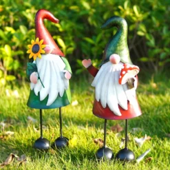 HONGLAND Metal Gnome Yard Art Outdoor Garden Gnome Statue 18 Inch Gnome Figurine Decorative Stakes For Holiday Christmas Lawn Patio Yard Garden Decor-2 PCS -Xmas Mart Sales 81rtKEYXOeL. AC SL1500