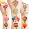 Hot Air Balloon Temporary Tattoos Stickers - 8 Sheets (92PCS) - Cute Designs For Kids - Birthday Party Decorations, Party Favors, Classroom Prizes, And Themed Christmas Gifts Ideals -Xmas Mart Sales 81s1SFyxQQL. SL1500