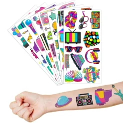 GENERIC 96 PCS Throwback 80s 90s Retro Theme Temporary Tattoos Birthday Party Favors Decorations Supplies Decor Cute Vintage Tattoo Stickers Gifts For Games Kids Girls Boys School Rewards Carnival Christmas -Xmas Mart Sales 81tJSZCqbwL. SL1500