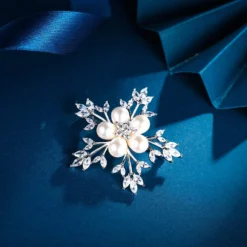 EleQueen Women's Silver-Tone CZ Simulated Pearl Winter Snowflake Christmas Brooch Pin Ivory Color -Xmas Mart Sales 81thp6Y2wL. AC UL1500