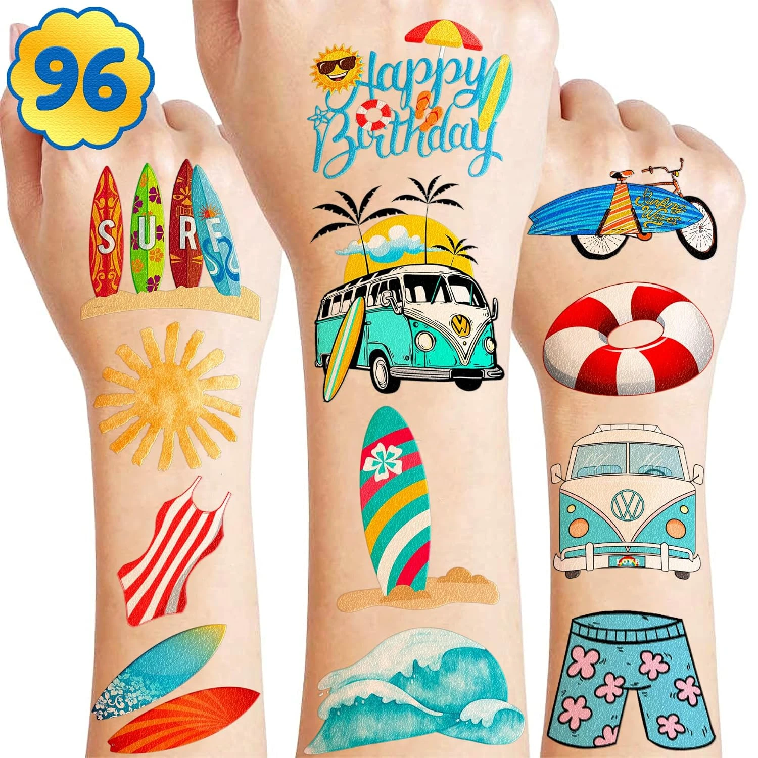 GENERIC Summer Surf Surfing Temporary Tattoos Theme Birthday Party Decorations Supplies Favors Decor Cute 96 PCS Tattoo Stickers Beach Gifts For Kids Girls Boys Class School Prizes Rewards Carnival Christmas 3 GENERIC Summer Surf Surfing Temporary Tattoos Theme Birthday Party Decorations Supplies Favors Decor Cute 96 PCS Tattoo Stickers Beach Gifts For Kids Girls Boys Class School Prizes Rewards Carnival Christmas
