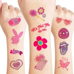 GENERIC 8 Sheets (96PCS) Y2K 2000 Temporary Tattoos For Teen Girls, Birthday Party Decorations Supplies Party Favors 00s Pink Cute Gifts Classroom School Prizes Themed Christmas -Xmas Mart Sales 81tl5B 3CfL. SL1500