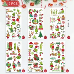 172PCS Grinchs Christmas Temporary Tattoos For Kids Stocking Stuffers,Grinchs Christmas Fake Tattoos Stickers For Boys And Girls,Christmas Gifts Party Supplies Favors Holiday Decors,12 Sheets -Xmas Mart Sales 81umBrNR2 L. SL1500