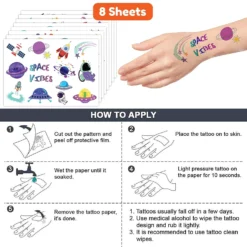 GENERIC 8 Sheets (96PCS) Galaxy Temporary Tattoos For Kids, Outer Space Birthday Party Decorations Supplies Tattoos Stickers Cute Party Favors Girls Boys Gifts Classroom School Prizes Themed Christmas -Xmas Mart Sales 81uoiH4GPsL. SL1500