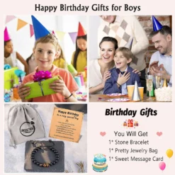 UNGENT THEM Natural Stone Bracelet For Mens, Boys, Boyfriend, Husband, Man, Soulmate, Dad, Son, Grandpa, Grandson, Bonus Dad, Uncle, Brother, Nephew -- Anniversary Graduation Birthday Father's Day Christmas Gift For Him -Xmas Mart Sales 81vILJ50T7L. AC UL1500