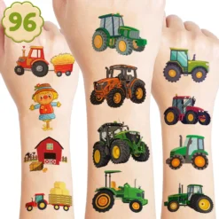 GENERIC 8 Sheet (96Pcs) Tractor Temporary Tattoos For Kids Themed Birthday Party Supplies Decorations Party Favors Super Cute Tattooos Sticker Gift For Boy Girls Prizes Christmas