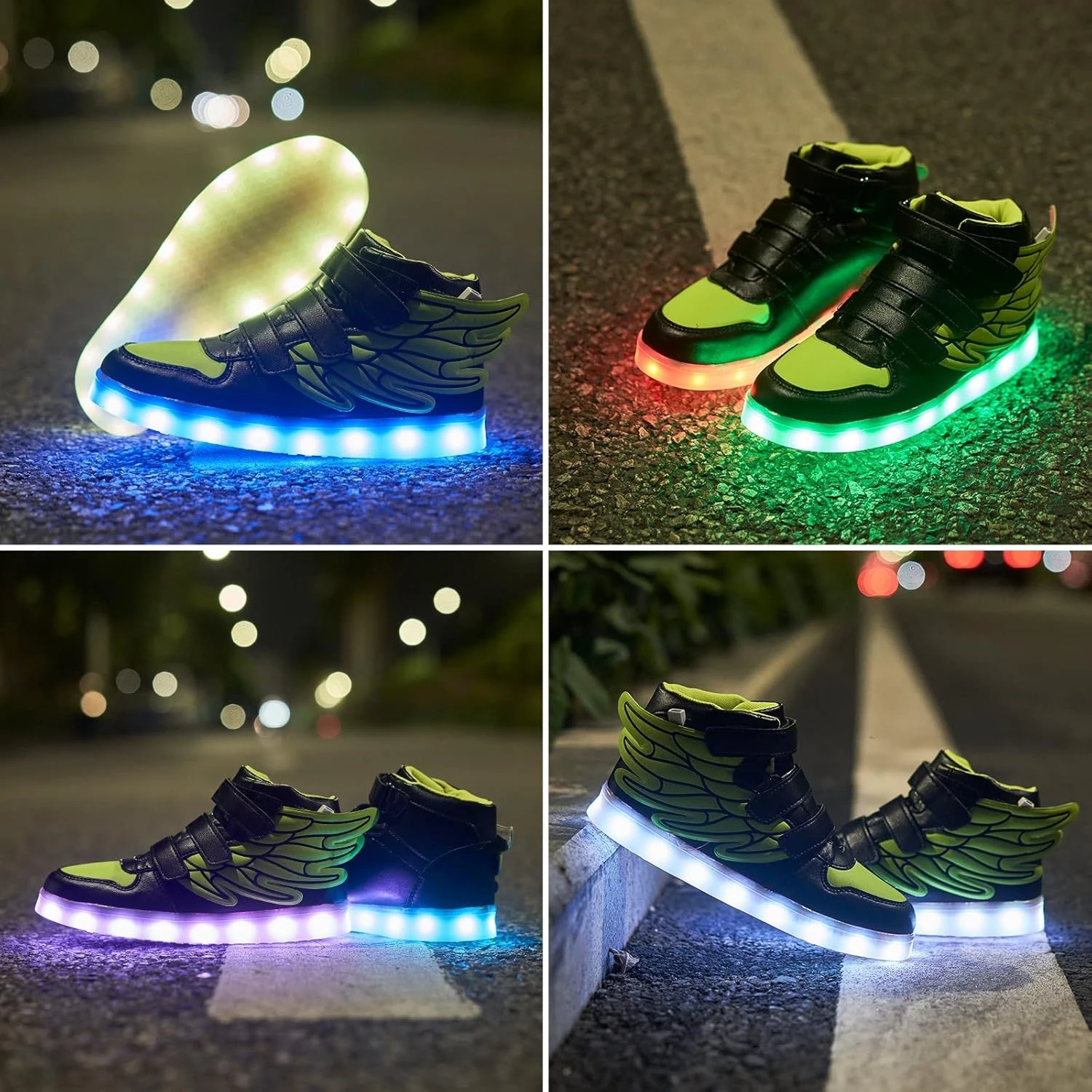 LED Light Up Shoes With Flying Wings For Boys Girls Kids Hip-Top Flashing Sneakers For Festivals, Party, Christmas, Halloween,Friend Gift With USB Charging 8 LED Light Up Shoes With Flying Wings For Boys Girls Kids Hip-Top Flashing Sneakers For Festivals, Party, Christmas, Halloween,Friend Gift With USB Charging - Image 6