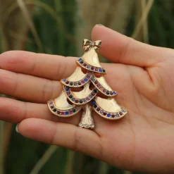 RareLove Golden Christmas Tree Christmas Brooch Pin Cute Bowknot Multi Rhinestone Crystal Brooches For Women Alloy Plated Holiday Gift -Xmas Mart Sales 81wpBrmV HL. AC UL1500