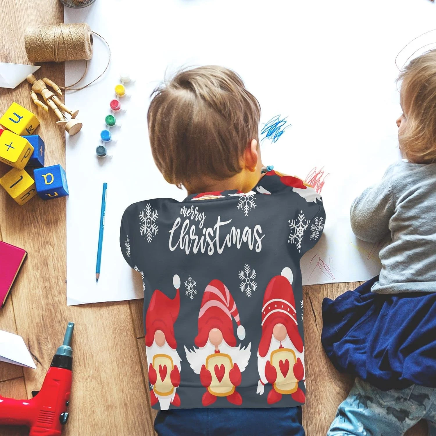 Christmas Gnomes Red Hearts Boy Girl Sweatshirt Crewneck Pullover Sweater Toddler Long Sleeve Fall Winter Clothes 8 Christmas Gnomes Red Hearts Boy Girl Sweatshirt Crewneck Pullover Sweater Toddler Long Sleeve Fall Winter Clothes - Image 6