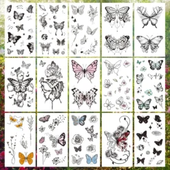 VIWIEU Small Butterfly And Flower Temporary Party Tattoos Realistic For Women And Teen Girls 15 Pack, Tiny Fake Black Butterfly Body Art Stickers Gift For Christmas&Holiday Fiesta -Xmas Mart Sales 81xv9u8H4L. SL1200