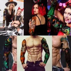 Halloween Full Arm Glow Temporary Tattoos, Nightmare Before Christmas Pumpkin Lantern Tumbler Luminous Tattoo Stickers For Men Women Makeup, 4-Sheet -Xmas Mart Sales 81xvI5Q532L. SL1500
