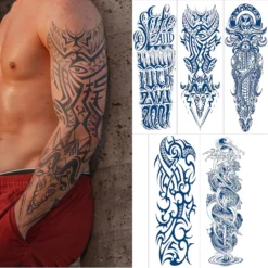 Aresvns Semi Permanent Sleeve Tattoos For Men And Women, Realistic Fake Tattoos Full Arm Waterproof & Long-Lasting 2-3 Weeks Christmas Gift