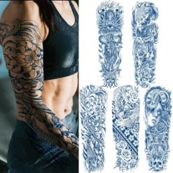Aresvns Semi Permanent Sleeve Tattoo For Women And Men, Realistic Temporary Tattoos Full Arm Waterproof & Long-Lasting 2-3 Weeks Christmas Gift