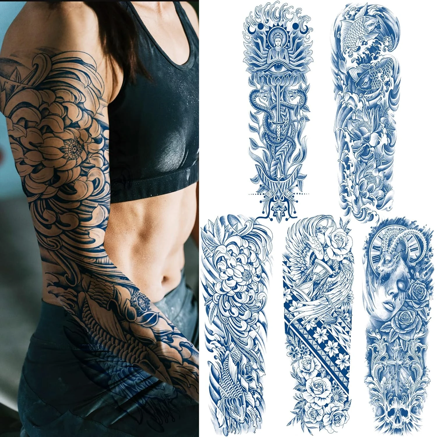 Aresvns Semi Permanent Sleeve Tattoo For Women And Men, Realistic Temporary Tattoos Full Arm Waterproof & Long-Lasting 2-3 Weeks Christmas Gift 3 Aresvns Semi Permanent Sleeve Tattoo For Women And Men, Realistic Temporary Tattoos Full Arm Waterproof & Long-Lasting 2-3 Weeks Christmas Gift
