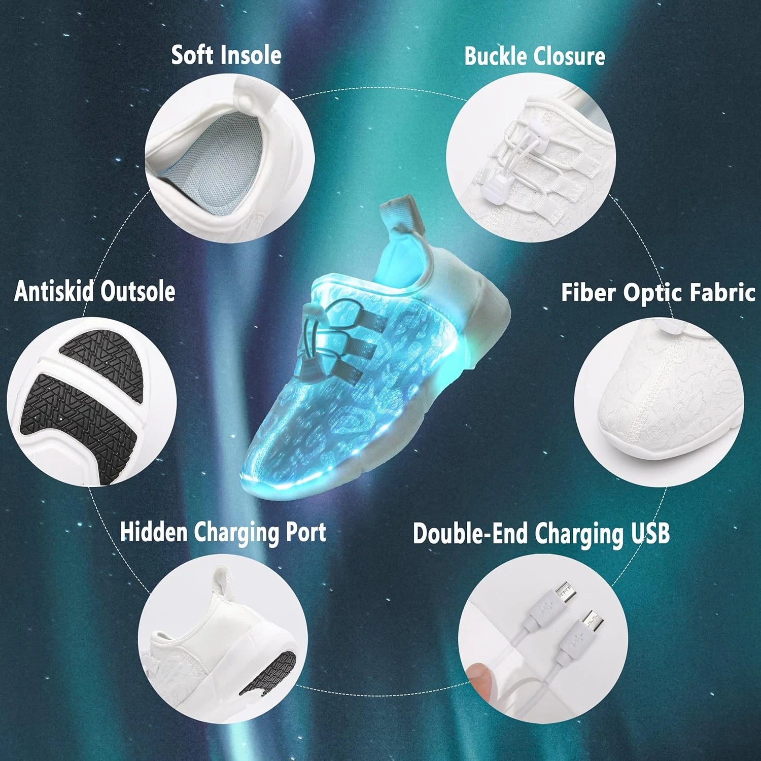 YYXMS Fiber Optic Shoes For Boys Girls Light Up Sneakers For Kids Flashing Shoes With USB Charging For Christmas, Festivals, Halloween, New Year Party 8 YYXMS Fiber Optic Shoes For Boys Girls Light Up Sneakers For Kids Flashing Shoes With USB Charging For Christmas, Festivals, Halloween, New Year Party - Image 6