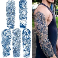 Aresvns Semi Permanent Sleeve Tattoo For Men And Women, Realistic Temporary Tattoos Full Arm Waterproof & Long-Lasting 2-3 Weeks Christmas Gift