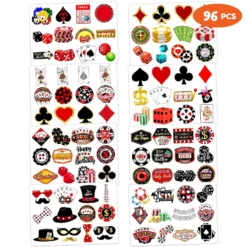 GENERIC Casino Theme Temporary Tattoos Birthday Party Decorations Favors Decor Supplies Cute Tattoo Stickers 8 Sheets 96 PCS Gifts For Kids Boys Girls Games Classroom Rewards Prizes Carnival Christmas -Xmas Mart Sales 918qo192CL. SL1500