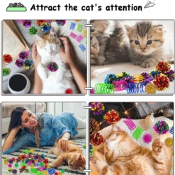 36 Pieces Cat Spiral Spring Christmas Toys Assorted Color Glitter Balls Sparkle Small Pom Pom Balls Colorful Kitten Crinkle Toys Cat Balls With Rustle Sound For Cats Kittens Playing Interacting -Xmas Mart Sales 91CWCaBBGlL. AC SL1500