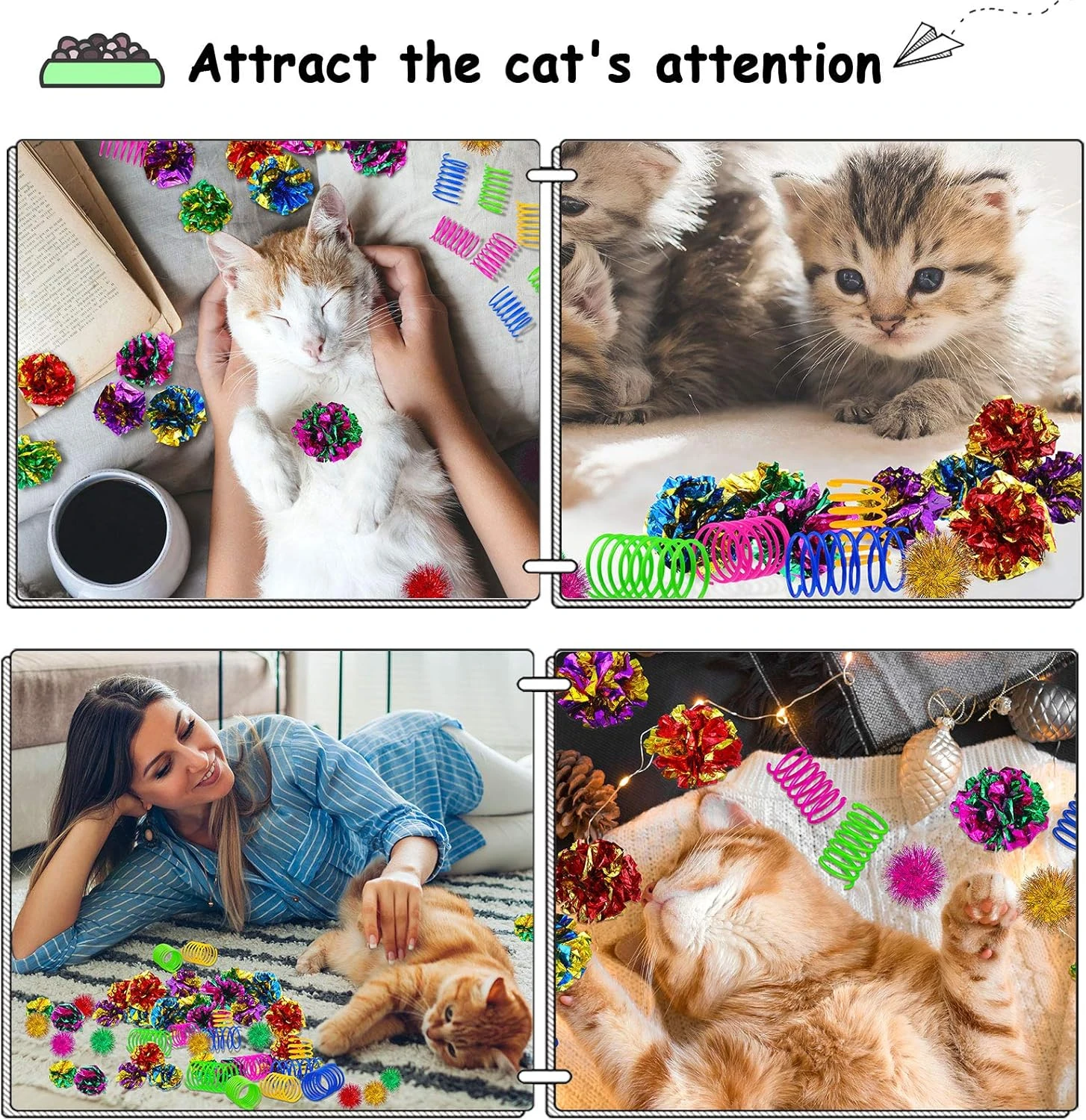 36 Pieces Cat Spiral Spring Christmas Toys Assorted Color Glitter Balls Sparkle Small Pom Pom Balls Colorful Kitten Crinkle Toys Cat Balls With Rustle Sound For Cats Kittens Playing Interacting 6 36 Pieces Cat Spiral Spring Christmas Toys Assorted Color Glitter Balls Sparkle Small Pom Pom Balls Colorful Kitten Crinkle Toys Cat Balls With Rustle Sound For Cats Kittens Playing Interacting - Image 4