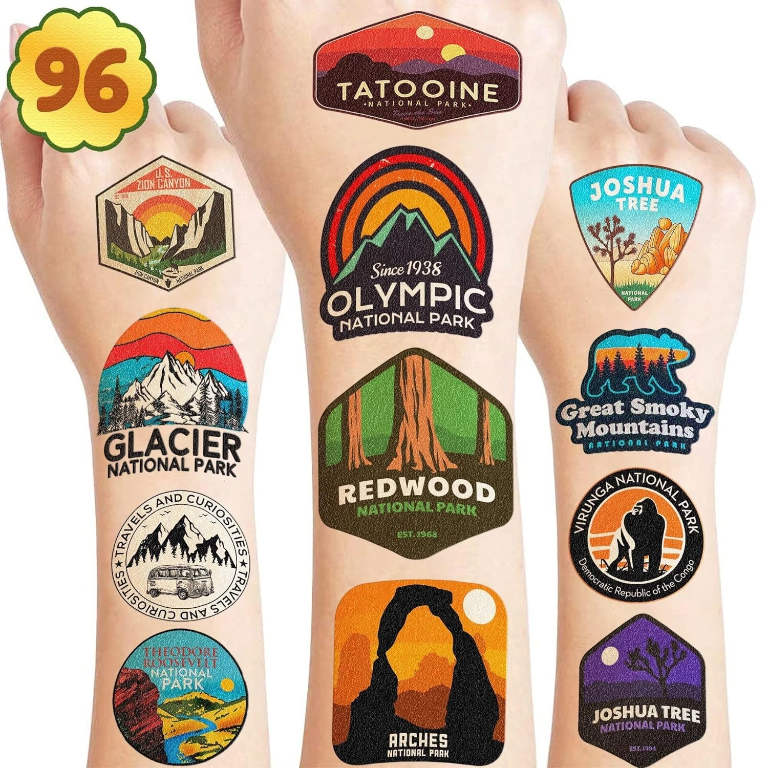 GENERIC 96 PCS National Park Outdoors Temporary Tattoos Stickers Birthday Party Decorations Supplies Adventure Wilderness Nature Tattoo Sticker Gifts For Kids Girls Boys School Rewards Carnival Christmas 3 GENERIC 96 PCS National Park Outdoors Temporary Tattoos Stickers Birthday Party Decorations Supplies Adventure Wilderness Nature Tattoo Sticker Gifts For Kids Girls Boys School Rewards Carnival Christmas