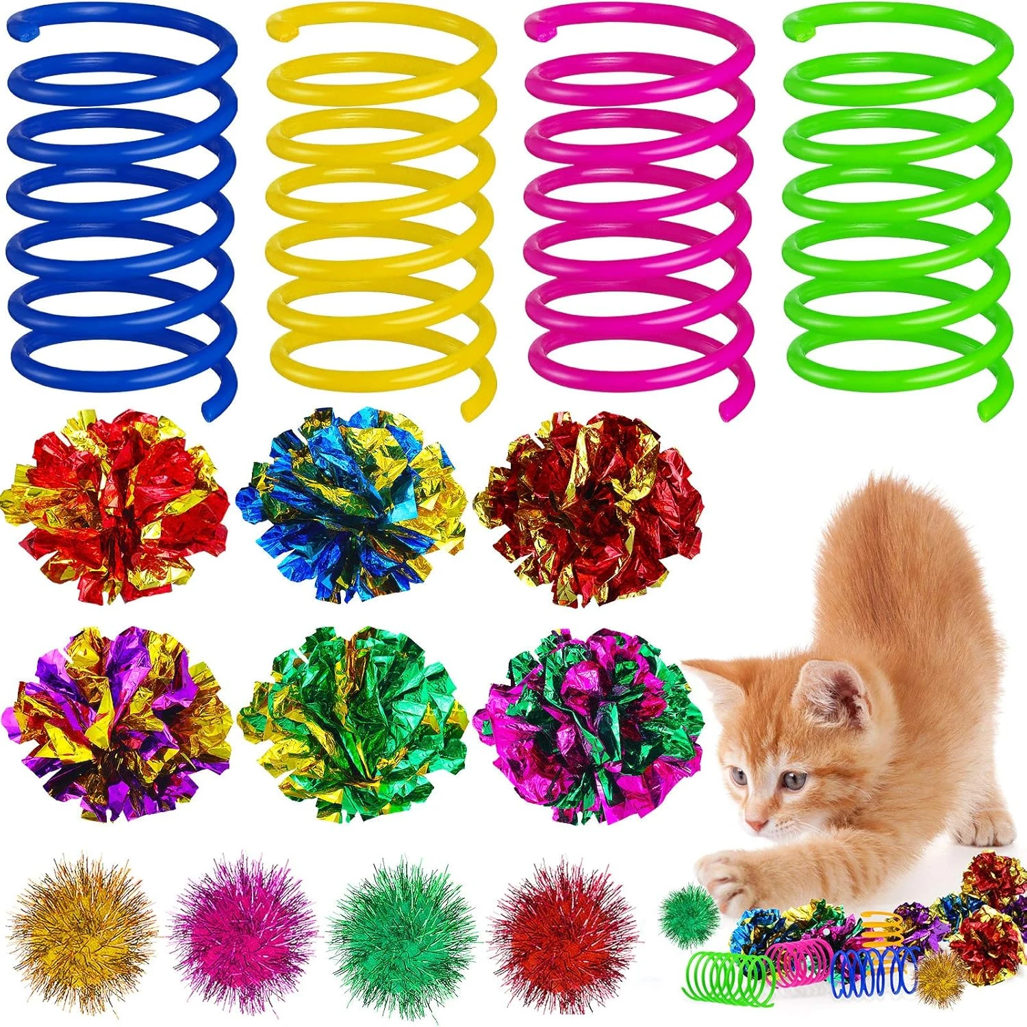 36 Pieces Cat Spiral Spring Christmas Toys Assorted Color Glitter Balls Sparkle Small Pom Pom Balls Colorful Kitten Crinkle Toys Cat Balls With Rustle Sound For Cats Kittens Playing Interacting 3 36 Pieces Cat Spiral Spring Christmas Toys Assorted Color Glitter Balls Sparkle Small Pom Pom Balls Colorful Kitten Crinkle Toys Cat Balls With Rustle Sound For Cats Kittens Playing Interacting