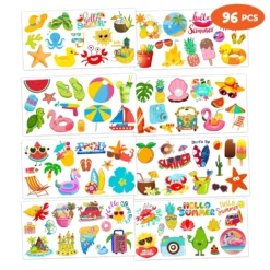 GENERIC Summer Temporary Tattoos Beach Theme Birthday Party Decorations Favors Supplies Pool Theme Cute Stickers 8 Sheets 96 PCS Tattoos For Kids Girls Boys Decor Class School Luau Carnival Christmas -Xmas Mart Sales 91Ii7FTpZlL. SL1500