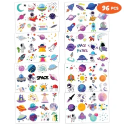GENERIC 8 Sheets (96PCS) Galaxy Temporary Tattoos For Kids, Outer Space Birthday Party Decorations Supplies Tattoos Stickers Cute Party Favors Girls Boys Gifts Classroom School Prizes Themed Christmas -Xmas Mart Sales 91MWk 1n3aL. SL1500