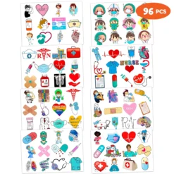 GENERIC Nurse Temporary Tattoo Birthday Themed Party Decorations Supplies Favors Cute Nursing Tattoos 8 Sheets 96 PCS Gifts For Kids Girls Boys Decor Class School Prizes Rewards Carnival Christmas -Xmas Mart Sales 91O7DD6wy6L. SL1500