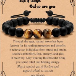 To Mens Gifts Bracelet For Dad Son My Man Boyfriend Husband Brother Grandson Grandpa Bonus Dad Nephew Uncle Birthday Father's Day Anniversary Graduation Christmas Gifts For Him Tiger Eye Mens Bracelet