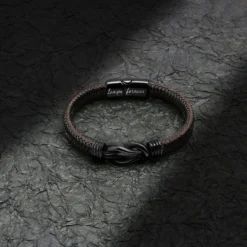 Black Braided Leather Bracelet Gift For Man Dad Husband Boyfriend Son Grandson Brother Forever Linked Together For Christmas Birthday Father's Day Anniversary Men's Stainless Steel Clasp 7.5-9inch -Xmas Mart Sales 91TUZAybokL. AC UL1500