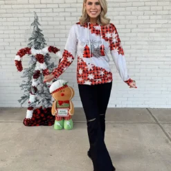 ASTANFY Christmas Hoodie For Women Christmas Tree Plaid Shirt Merry Christmas Sweatshirts Xmas Snowflake Pullover With Pocket -Xmas Mart Sales 91TkcVlHr4L. AC UL1500