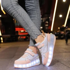 APTESOL Kids Roller Shoes With 2 Detachable Wheels, Girls Boys LED Light Up Skate Sneakers For Christmas Birthday -Xmas Mart Sales 91Wcu7GszL. AC UL1500